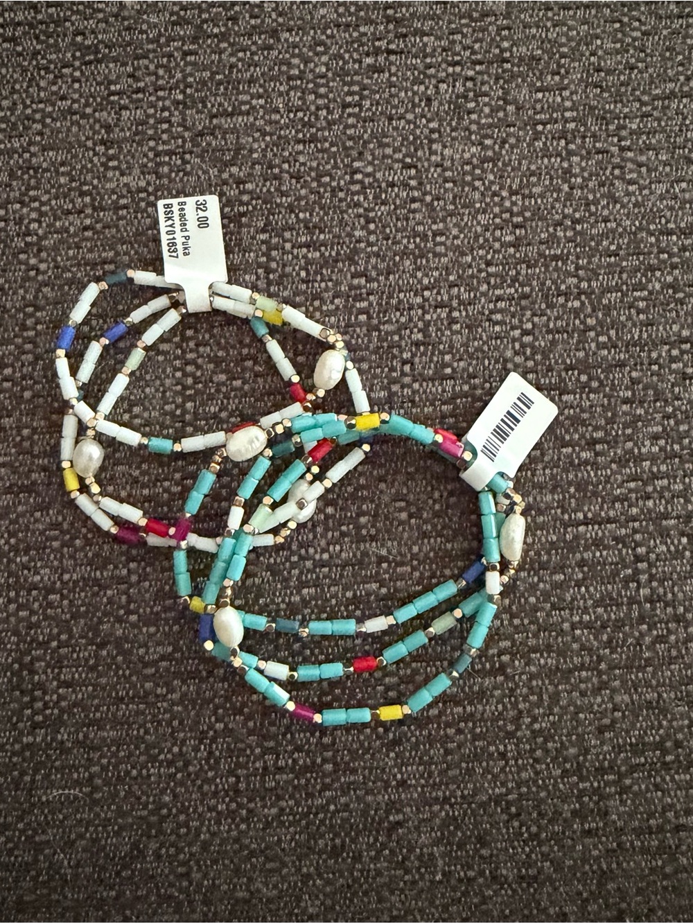 Beaded Multi-Strand Turquoise and White Stretch Bracelet Set